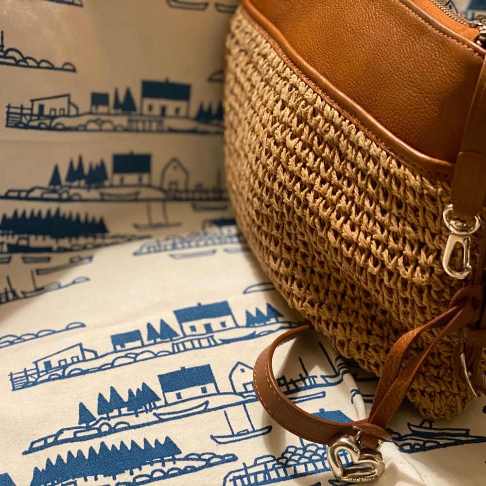 Brighton Woven Tan and Brown Crossbody Bag - Picture 5 of 7